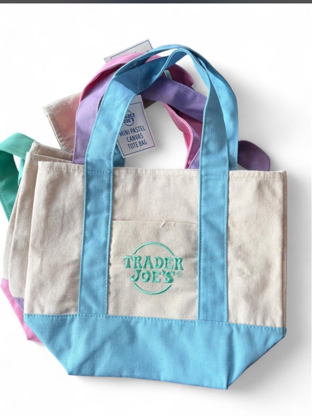 Trader Joe’s Pastel Mini Tote Bags for all 4 bags